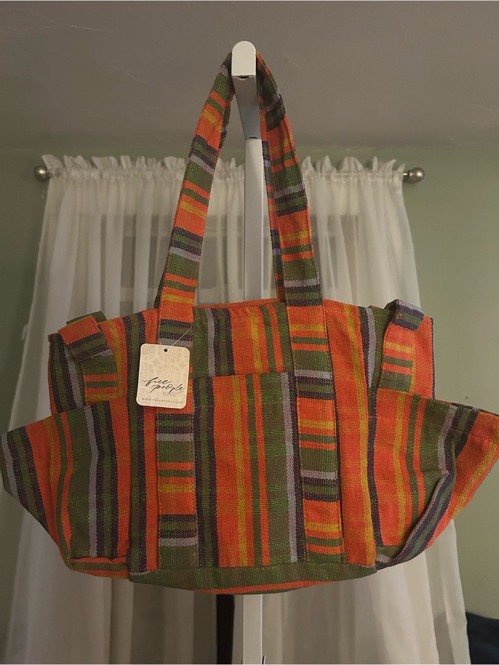 Free People Multicolor Striped Canvas Tote in Orange, Green & Purple